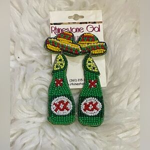 BRAND NEW WITH TAGS Beer & Sombrero Seed Bead Earrings